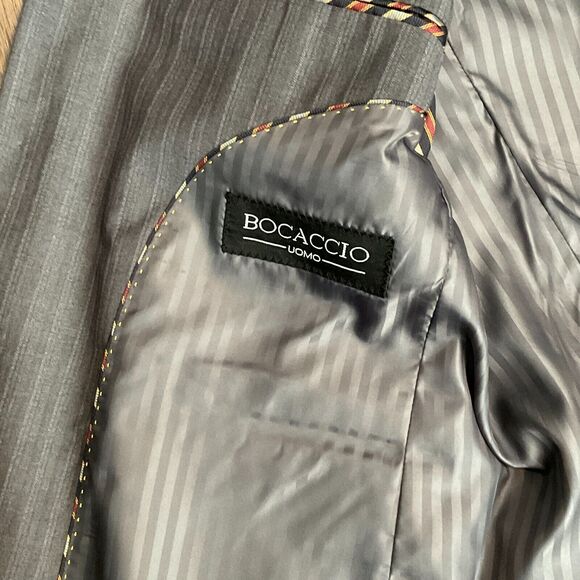 Bocaccio Uomo‎ 44R 38x30 2Pc Dark Gray 3 Button Suit Jacket Pleated Front Pants - Picture 4 of 15